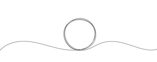 Wall Mural - Circle line one frame art hand single shape vector zen drawn abstract round. Continuous one line circle icon stroke sketch illustration draw outline ball black circular pencil logo scribble thin ring