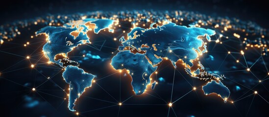 Conceptual worldwide network Global map Corporate strategy User friendly interface