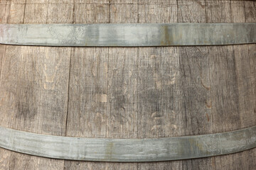 Poster - Traditional wooden barrel as background, closeup. Wine making