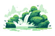 Waterfall in the forest. Vector illustration in a flat style.