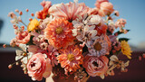 Fototapeta Kwiaty - Vibrant colors blossom in nature bouquet, celebrating love ornate beauty generated by AI