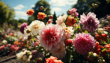 Sticker - Vibrant colors of nature bouquet bloom in the summer meadow generated by AI