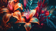 Beautiful Orange Tiger Lily Flowers Illustration