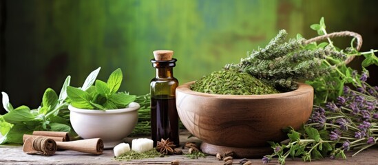Wall Mural - Herbal alternative health care with aromatherapy