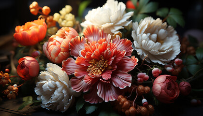 Sticker - Vibrant bouquet of multi colored flowers brings nature beauty indoors generated by AI