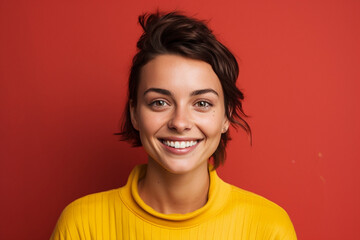 woman portrait attractive beauty hair smile background young person happy face female