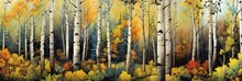 Forest Trees Leaves Autumn Aspen Grove Background Soft Brown Yellow Blacks Buff Covert Tall Mountains Birches