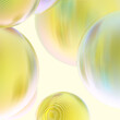 Abstract 3d object metal balls yellow gold gradient colors background.