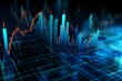 3D render depicting a descending blue forex chart, symbolizing crisis, stock market, and loss. Generative AI