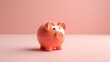 Pink piggy bank on pink background. Concept for money savings. generative AI