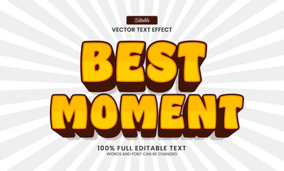 Wall Mural - Design editable text effect, Best Moment 3d cartoon vector illustration
