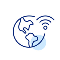 Wall Mural - earth globe with wi-fi symbol. pixel perfect, editable stroke icon