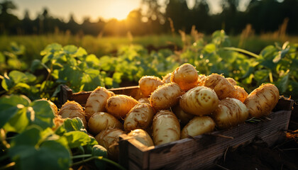 Poster - Fresh organic vegetables, ripe and healthy, harvested from nature garden generated by AI