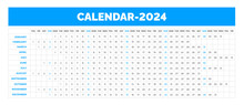 2024 Linear Calendar. Linear Horizontal Planner Desktop Calendar For 2024 Year. Corporate Business Yearly Calendar Template. Annual Schedule Grid With 12 Months. Horizontal, Landscape Orientation.
