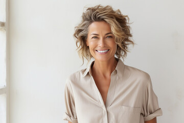 cheerful beauty happy casual adult mature person women female smile attractive lifestyle portrait