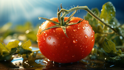 Poster - Fresh tomato, healthy food, nature vibrant, organic, vegetarian delight generated by AI