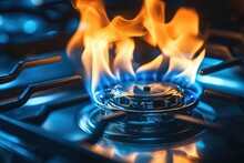 Blue flame on a gas stove.