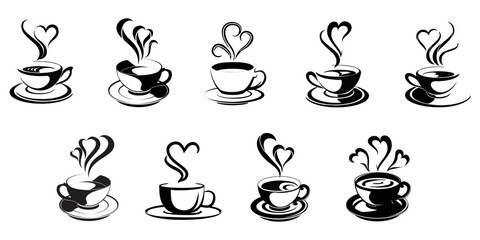 Set coffee cup icons illustration vector