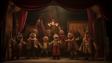 A Sinister, Haunted Puppet Theater With Marionettes Moving On Their Own, 
