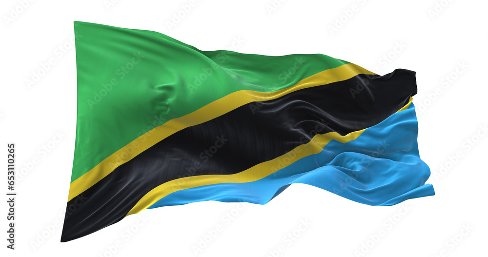 3d illustration flag of Tanzania. Tanzania flag waving isolated on ...