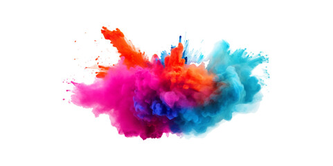 colorful vibrant rainbow Holi paint color powder explosion with bright colors isolated white background.	