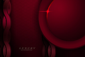 Canvas Print - Dark red texture background, round frame, wavy shape