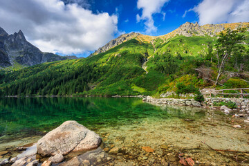 Fototapete - Beautiful Eye of the Sea lake in Tatra mountains, Poland