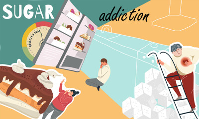 Wall Mural - Sugar Addiction Flat Collage