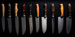 Set Of Various Knives On A Black Background For Design Created Using Artificial Intelligence