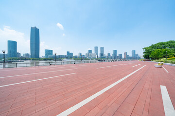 Wall Mural - financial district buildings of shanghai and the runway across the park 