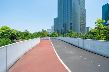 Wall Mural - financial district buildings of shanghai and the runway across the park 