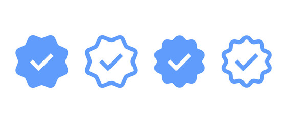 Check badge icon vector set. Social media official account tick symbol