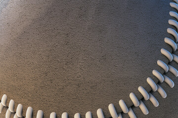 Close up of gray cricket ball texture with mock up place. Ball with stitches background. 3D Rendering.