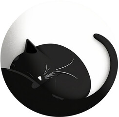 A playfulness cat curled up in a ball,  minimalistic art style - Generative AI