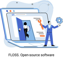 Wall Mural - floss. open source software. free product anyone can freely redistribute, modify and completely rema