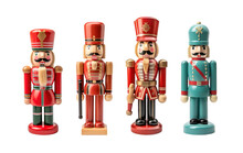Christmas Soldier Nutcrackers. Xmas Toy Soldier Isolated Background. Transparent PNG.