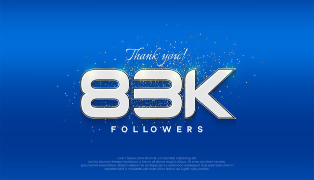 Followers number 83k. followers achievement celebration design.
