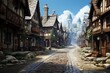 street in the old medieval western town concept art illustration