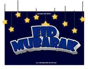 Wall Mural - mubarak editable text effect emboss cartoon style