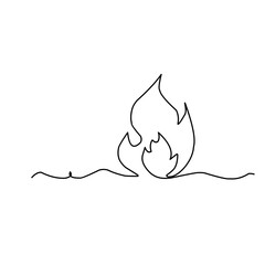 Sticker - Fire With Continuous Line 