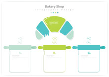 Food And Drink Vector Infographic Design Template Stock Illustration. The Concept Of Bakery Shop. Ideas, Concept, Organization, Finance, Money, Food, Business