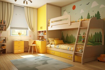 Modern children room interior. AI generated