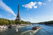 The Eiffel Tower And Seine River In Paris, France