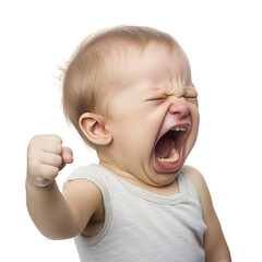 Cute baby giving funny facial expressions and gesture with transparent background