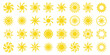 Abstract vector sun sign set. Summer and nature. Heat and hot.
