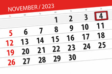 Calendar 2023, Deadline, Day, Month, Page, Organizer, Date, November, Saturday, Number 4