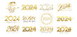 Set of 2024 golden color Happy New Year logo text design. Gold number vector illustrationon on a white background. Creative luxury Xmas greetings and new year 2024 celebration