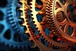 two gears meshing together against a techy background