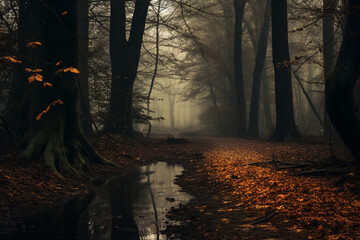 Wall Mural - Photo of moody autumn landscape season.