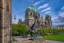 View Of Berlin Cathedral From Altes Museum, UNESCO World Heritage Site, Museum Island, Mitte, Berlin